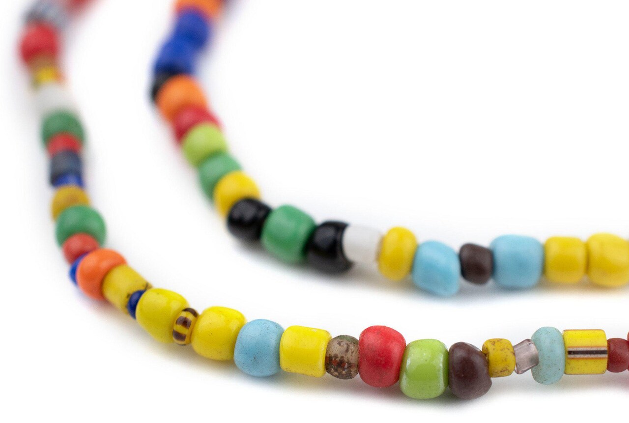 The Bead Chest Multicolor Ghana Christmas Beads (Long Strand)
